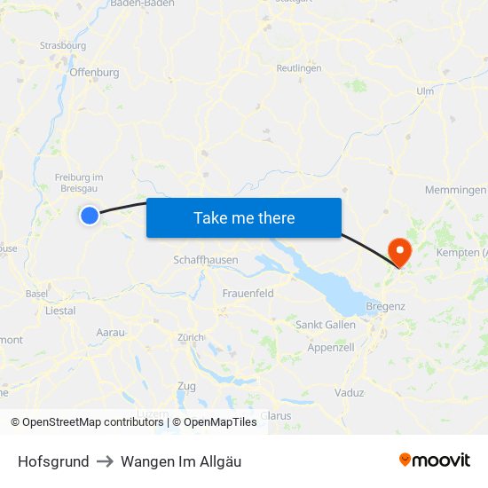 Hofsgrund to Wangen Im Allgäu map