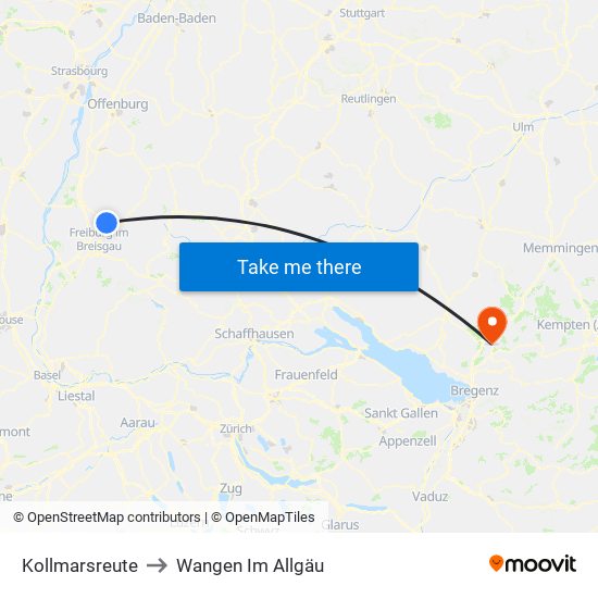 Kollmarsreute to Wangen Im Allgäu map