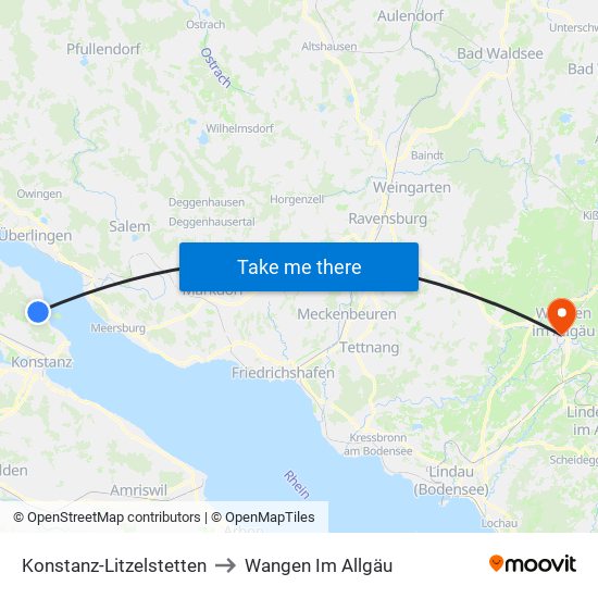 Konstanz-Litzelstetten to Wangen Im Allgäu map