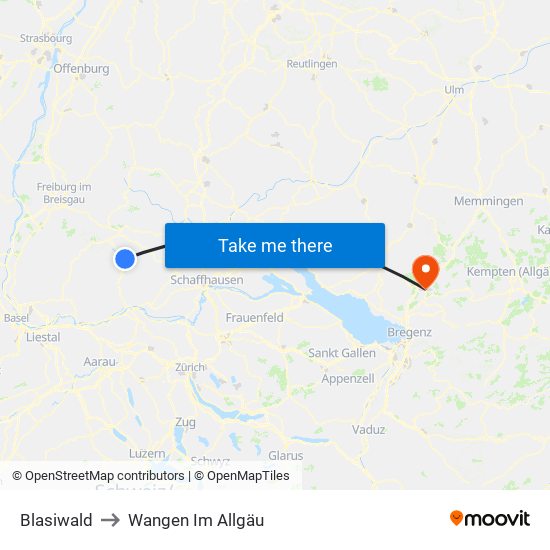Blasiwald to Wangen Im Allgäu map