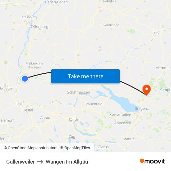 Gallenweiler to Wangen Im Allgäu map