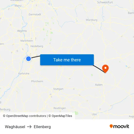 Waghäusel to Ellenberg map