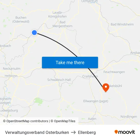 Verwaltungsverband Osterburken to Ellenberg map