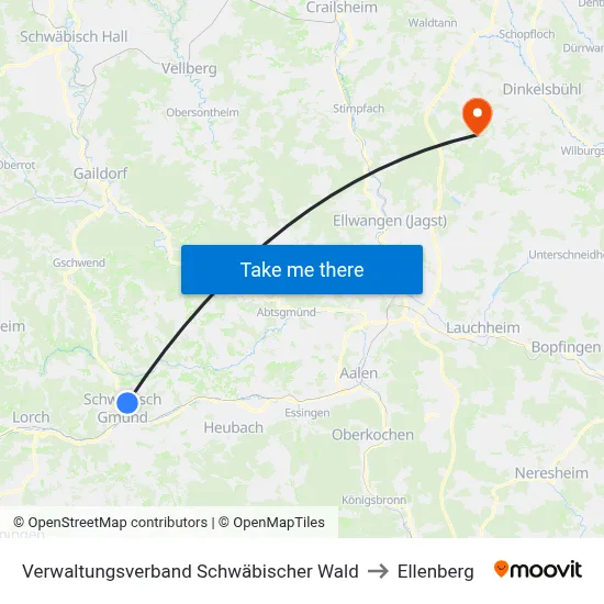 Verwaltungsverband Schwäbischer Wald to Ellenberg map