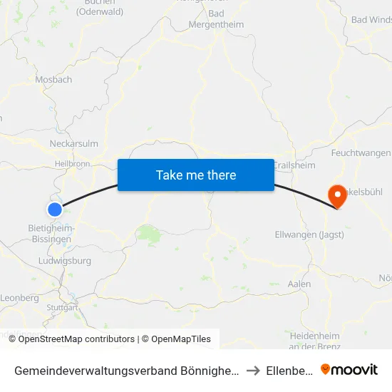 Gemeindeverwaltungsverband Bönnigheim to Ellenberg map