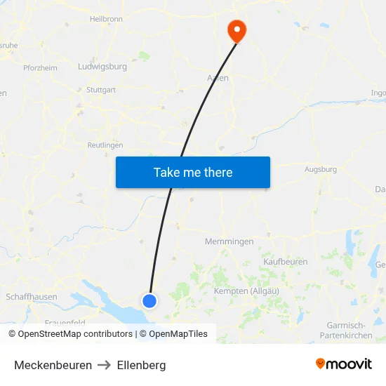 Meckenbeuren to Ellenberg map