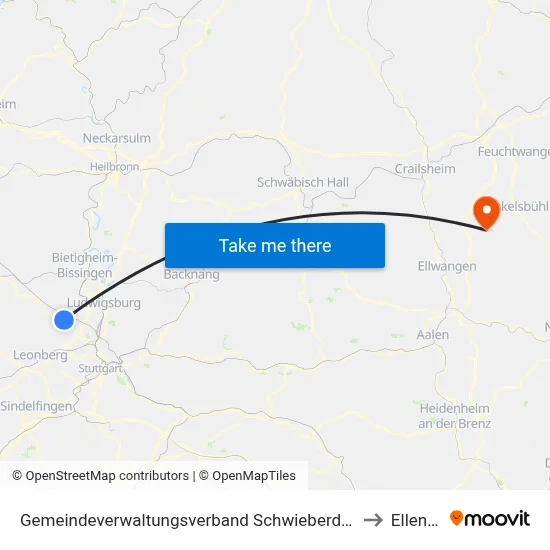 Gemeindeverwaltungsverband Schwieberdingen-Hemmingen to Ellenberg map