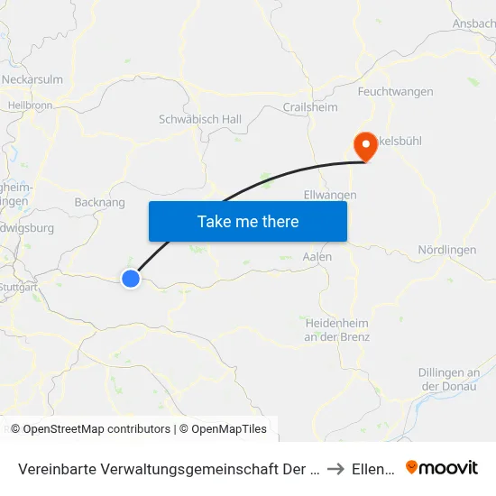Vereinbarte Verwaltungsgemeinschaft Der Stadt Schorndorf to Ellenberg map