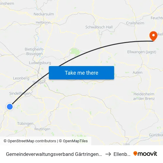 Gemeindeverwaltungsverband Gärtringen/Ehningen to Ellenberg map