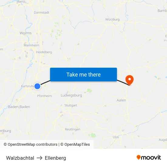 Walzbachtal to Ellenberg map