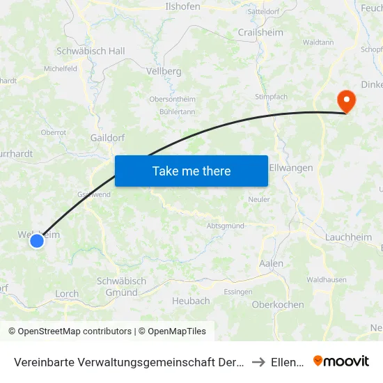 Vereinbarte Verwaltungsgemeinschaft Der Stadt Welzheim to Ellenberg map