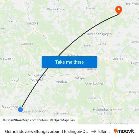 Gemeindeverwaltungsverband Eislingen-Ottenbach-Salach to Ellenberg map