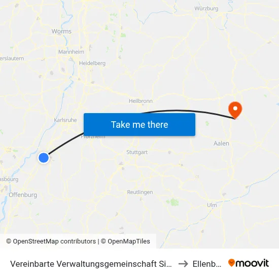 Vereinbarte Verwaltungsgemeinschaft Sinzheim to Ellenberg map