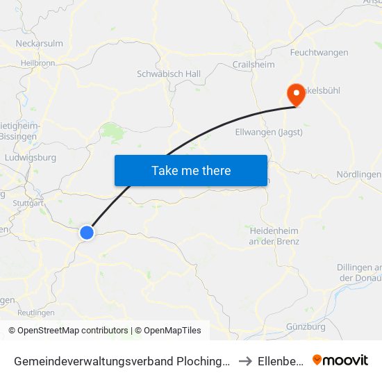 Gemeindeverwaltungsverband Plochingen to Ellenberg map