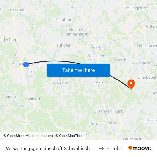 Verwaltungsgemeinschaft Schwäbisch Hall to Ellenberg map