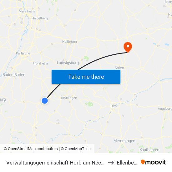 Verwaltungsgemeinschaft Horb am Neckar to Ellenberg map