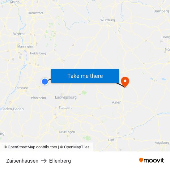 Zaisenhausen to Ellenberg map
