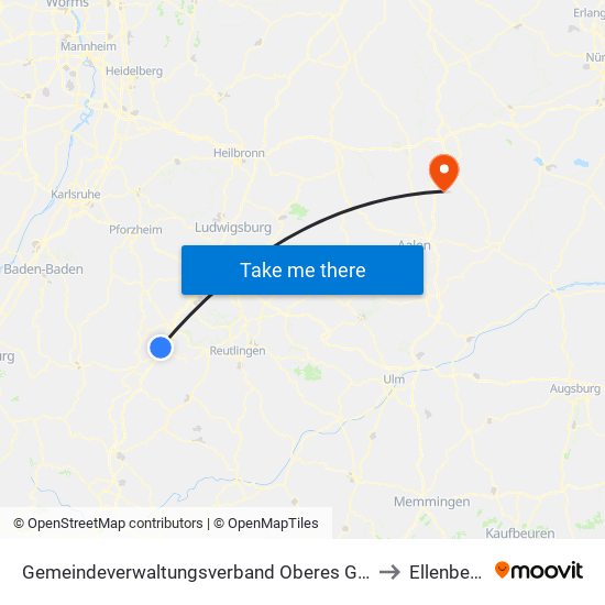 Gemeindeverwaltungsverband Oberes Gäu to Ellenberg map