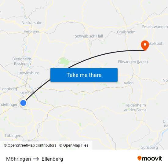 Möhringen to Ellenberg map