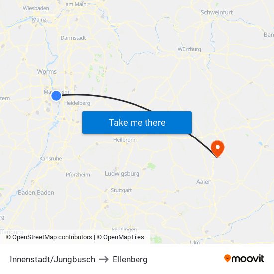 Innenstadt/Jungbusch to Ellenberg map