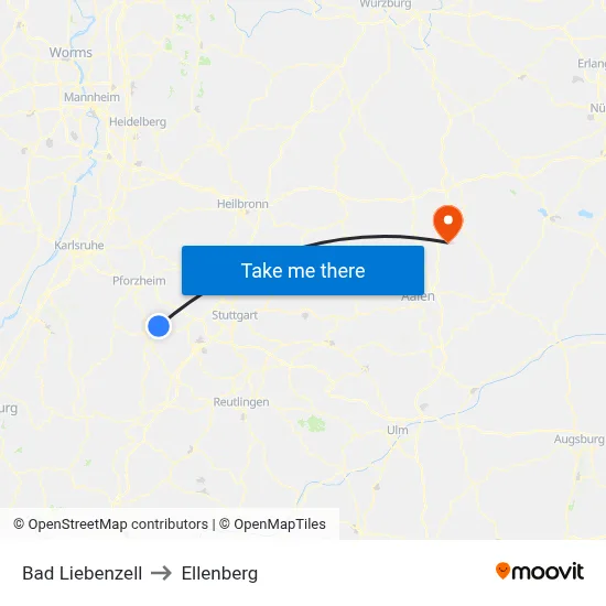 Bad Liebenzell to Ellenberg map