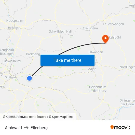 Aichwald to Ellenberg map
