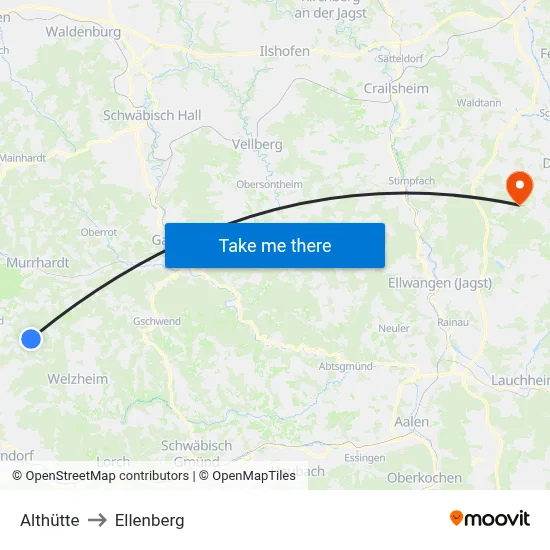 Althütte to Ellenberg map