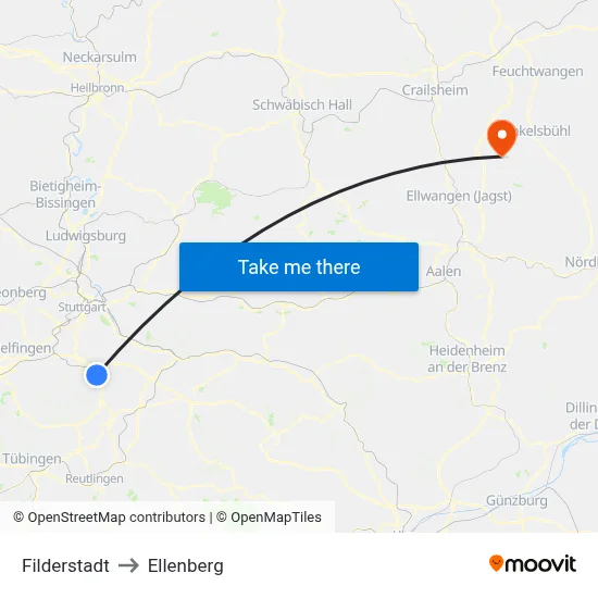 Filderstadt to Ellenberg map