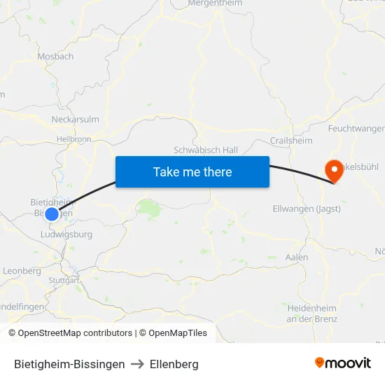 Bietigheim-Bissingen to Ellenberg map