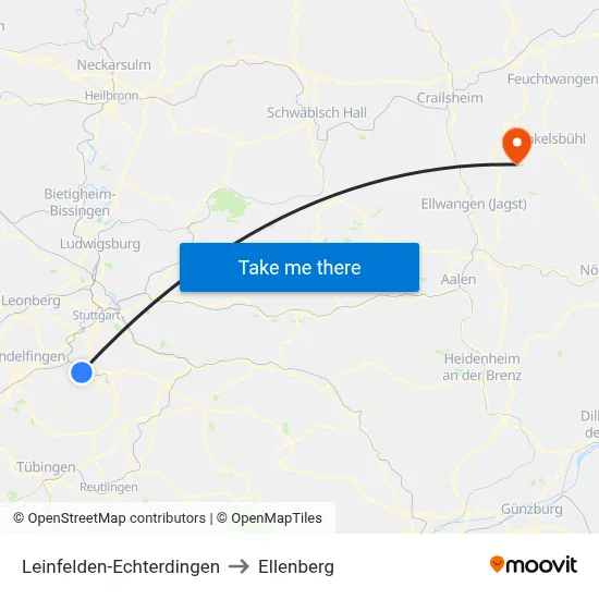 Leinfelden-Echterdingen to Ellenberg map