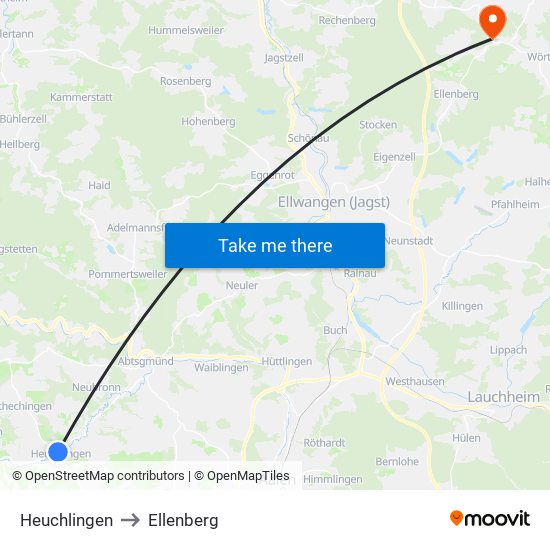 Heuchlingen to Ellenberg map