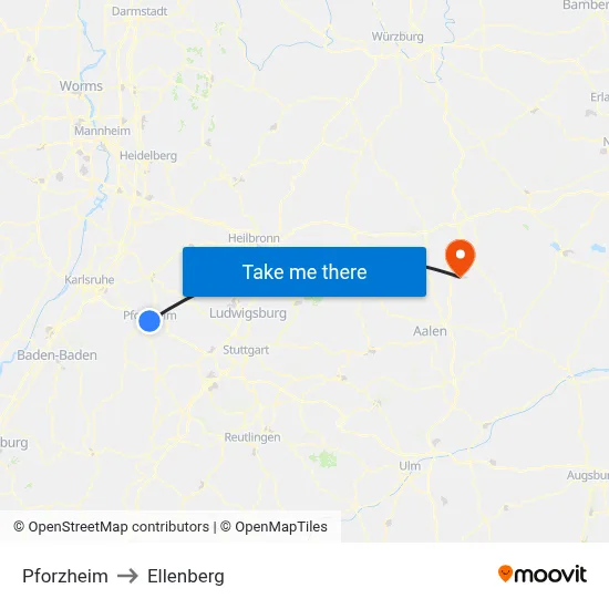 Pforzheim to Ellenberg map