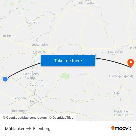 Mühlacker to Ellenberg map