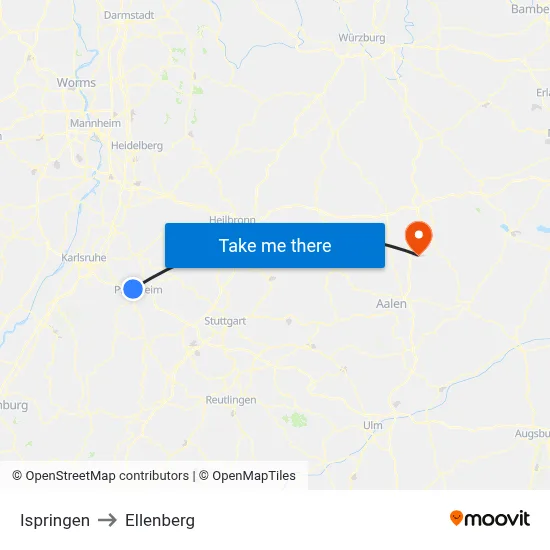 Ispringen to Ellenberg map
