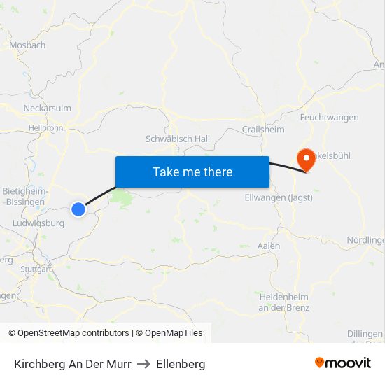 Kirchberg An Der Murr to Ellenberg map