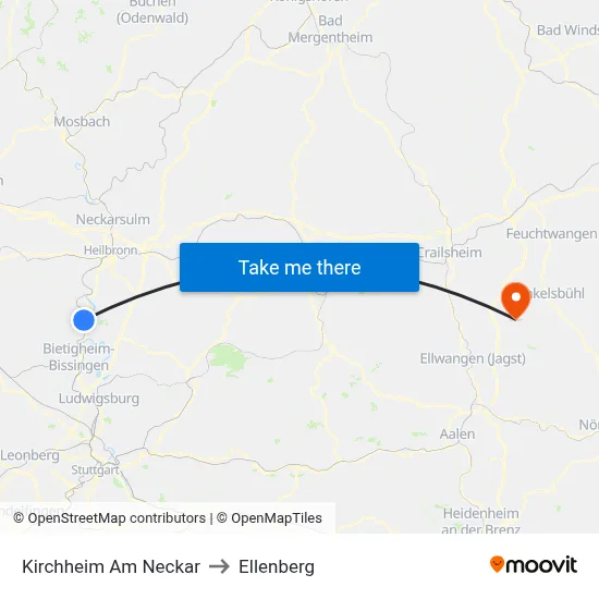 Kirchheim Am Neckar to Ellenberg map