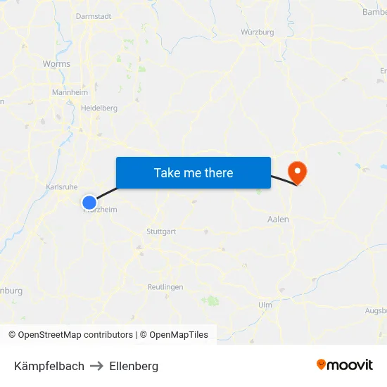 Kämpfelbach to Ellenberg map