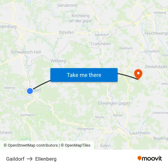 Gaildorf to Ellenberg map