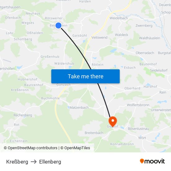 Kreßberg to Ellenberg map