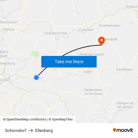 Schorndorf to Ellenberg map