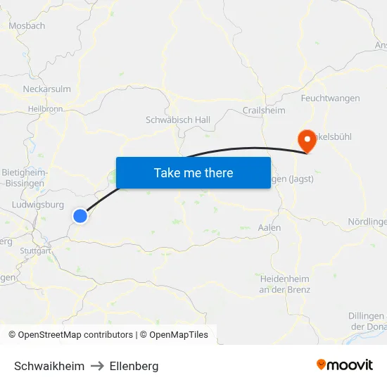 Schwaikheim to Ellenberg map
