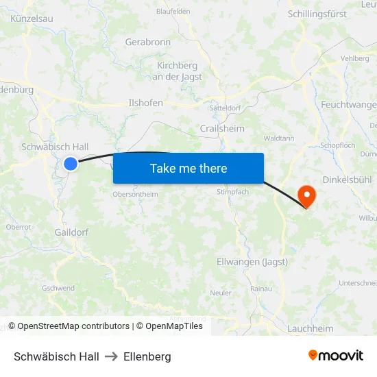 Schwäbisch Hall to Ellenberg map