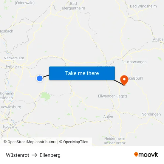 Wüstenrot to Ellenberg map