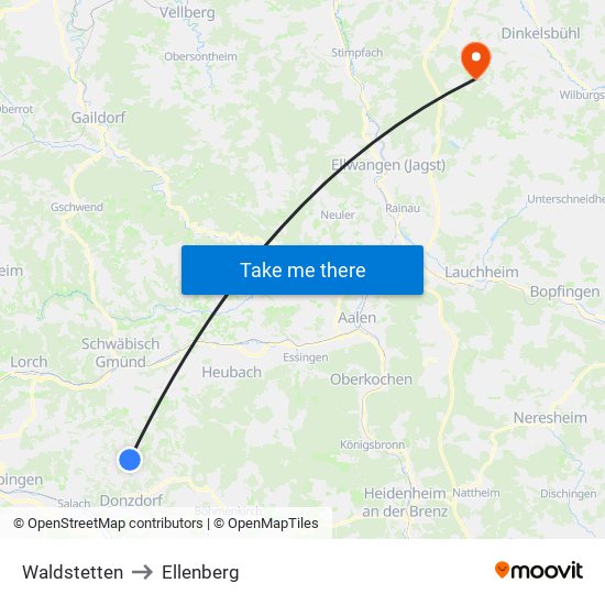 Waldstetten to Ellenberg map