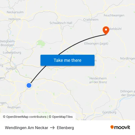Wendlingen Am Neckar to Ellenberg map