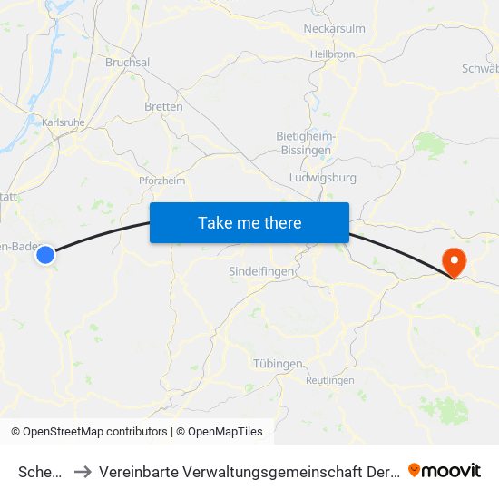 Scheuern to Vereinbarte Verwaltungsgemeinschaft Der Stadt Uhingen map