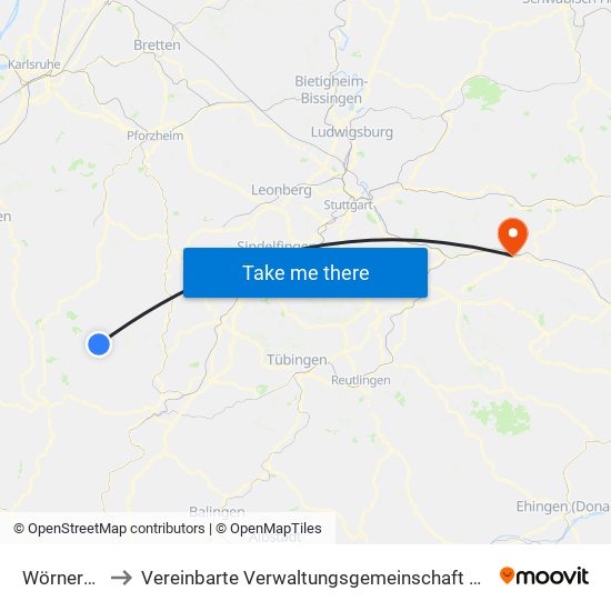 Wörnersberg to Vereinbarte Verwaltungsgemeinschaft Der Stadt Uhingen map