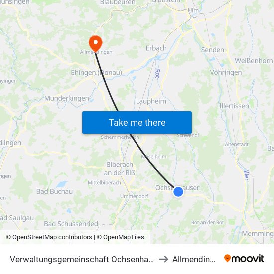 Verwaltungsgemeinschaft Ochsenhausen to Allmendingen map