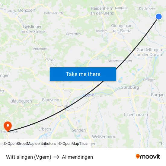 Wittislingen (Vgem) to Allmendingen map