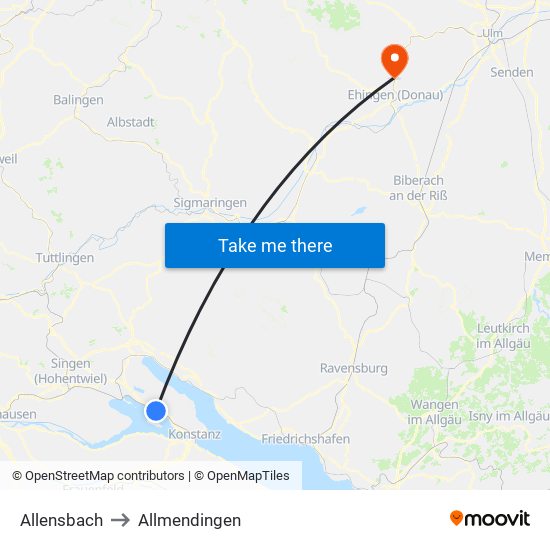 Allensbach to Allmendingen map